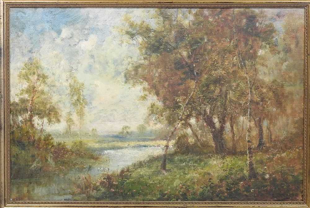 L. Richards, (Francis Jamieson), 1895-1950, river landscape, signed, oil on canvas, 40 x 60cm - Image 3 of 8