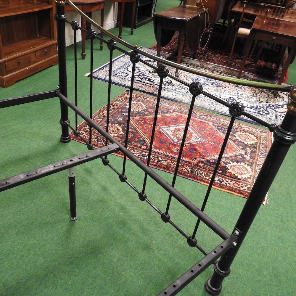 A modern painted metal bedstead, with a slatted wooden base, 155cm wide - Image 5 of 8