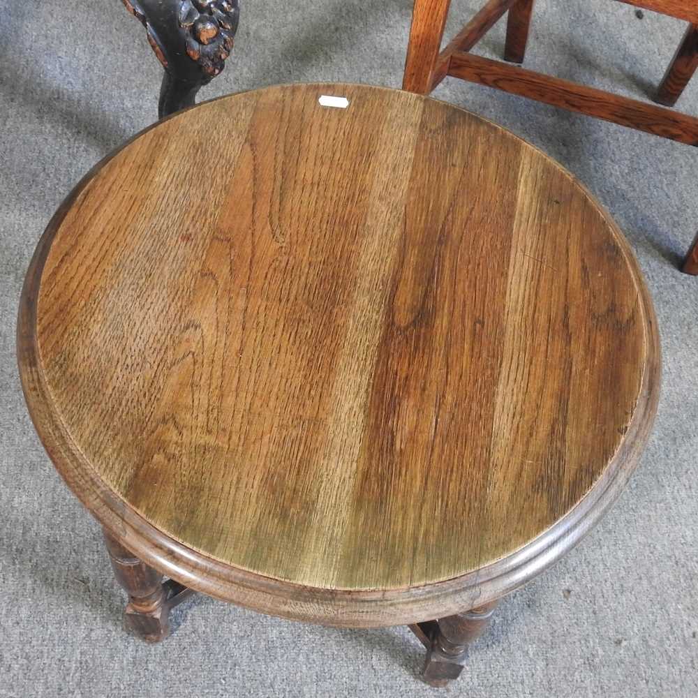 A 19th century carved oak corner chair, together with an oak shield back chair and an occasional - Image 3 of 4