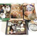 A collection of clock spares, china and oriental items