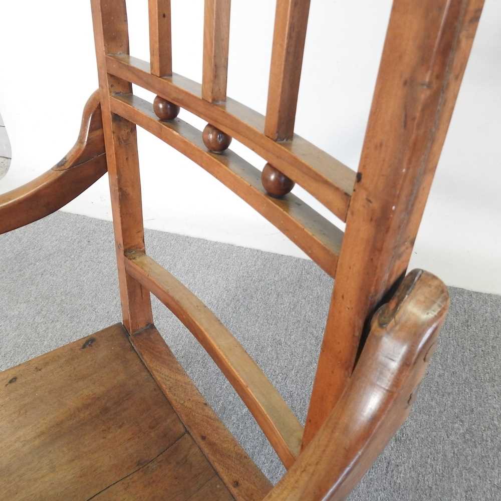 A 19th century fruitwood Mendlesham style high back open armchair - Image 4 of 7