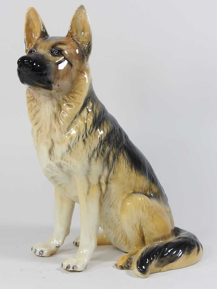 A large Beswick model of a seated alsatian, printed marks, 35cm high - Image 3 of 8