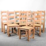 A set of eight modern beech ladder back dining chairs (8)