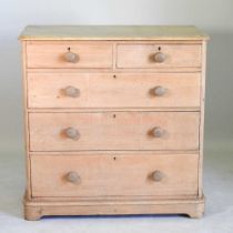 A Victorian stripped pine chest of two short over three long drawers 106w x 51d x 107h cm Overall