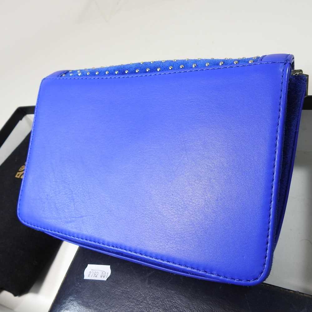 A Biba blue velvet and leather ladies clutch bag, 22cm wide with dust cover, together with an - Image 10 of 10