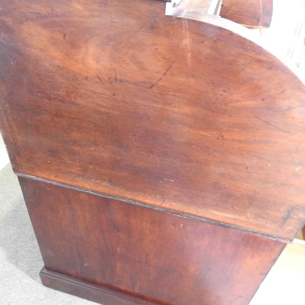 A large Victorian mahogany cylinder desk, the fitted interior with a sloping writing surface, on a - Image 7 of 7