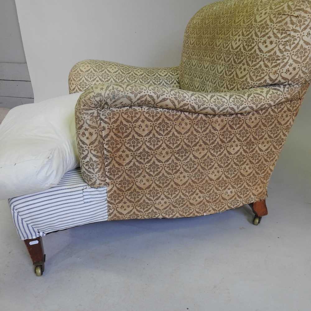 An early 20th century upholstered armchair, by Howard & Sons Ltd, with some original ticking bearing - Bild 8 aus 11