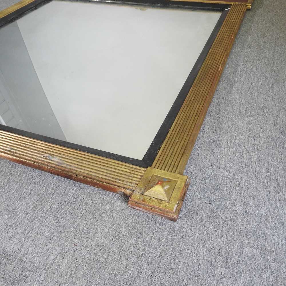 A large Regency style parcel gilt wall mirror, 20th century, the rectangular plate having a reeded - Image 3 of 3