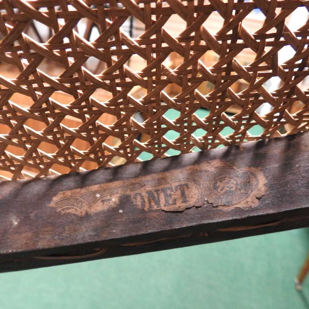 A set of four Thonet bentwood cane seated chairs, some bearing a paper label (4) - Image 3 of 6