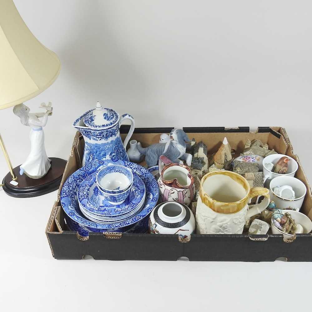 A collection or Royal Copenhagen miniature animals, together with a figural table lamp, Copeland and