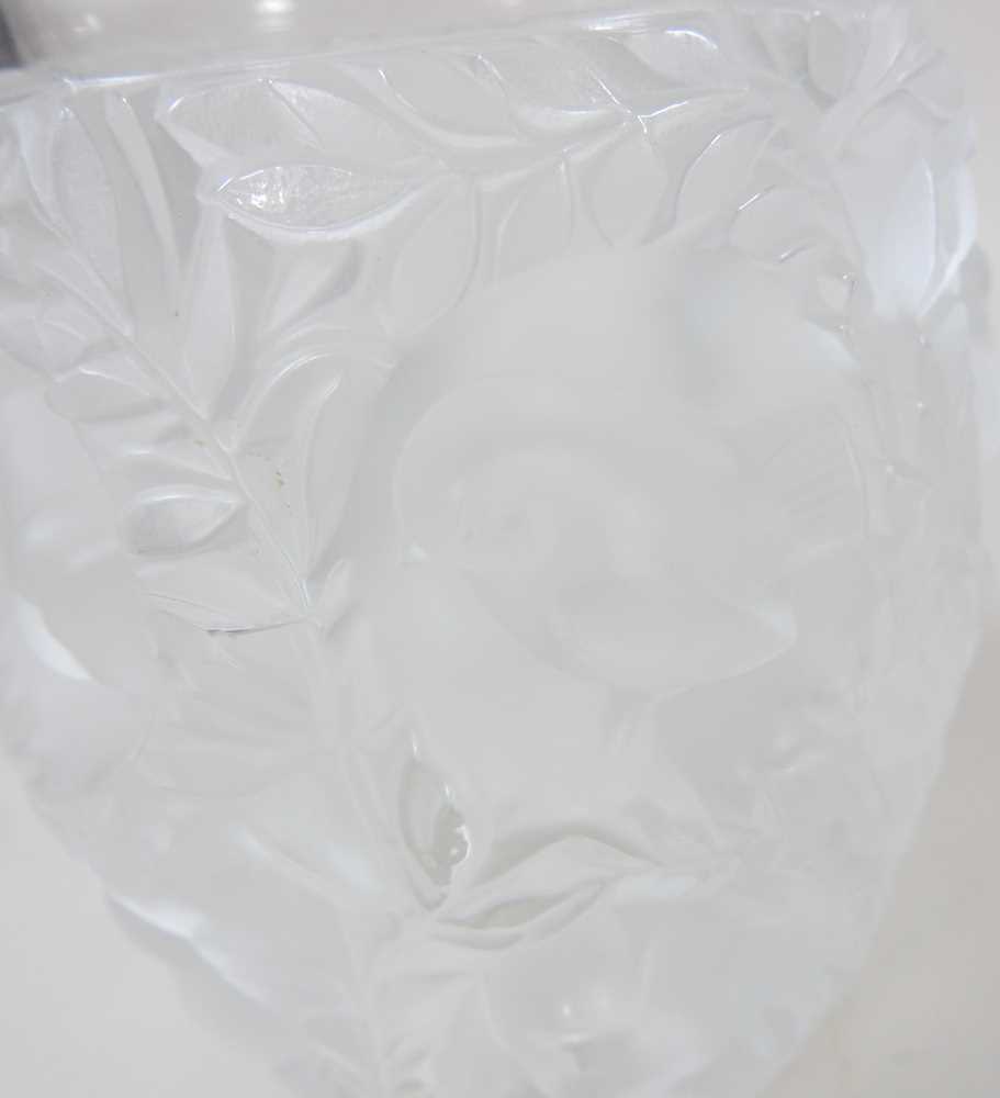 Rene Lalique (1860-1945) a frosted glass Bagatelle pattern vase, etched mark to base, 17cm high - Image 2 of 4