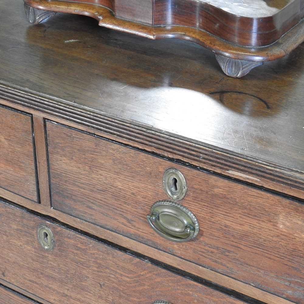 A George III oak chest of drawers, together with a Victorian mahogany toiletry mirror (2) 93w x - Image 3 of 6