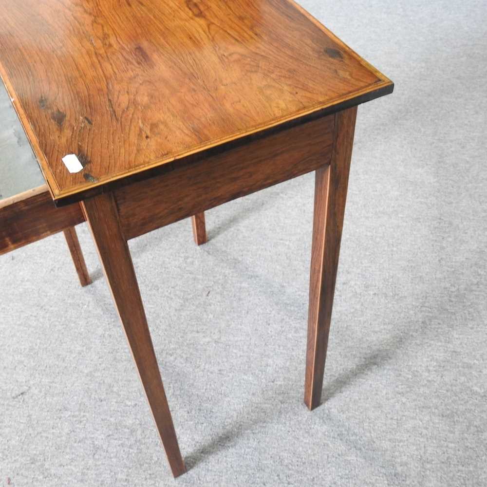 A George III style rosewood, crossbanded and boxwood strung side table, containing a single drawer - Image 2 of 8