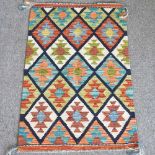 A kelim rug, with all over hooked diamonds, 90 x 59cm