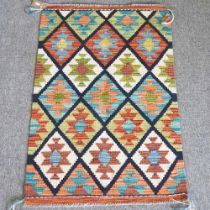 A kelim rug, with all over hooked diamonds, 90 x 59cm