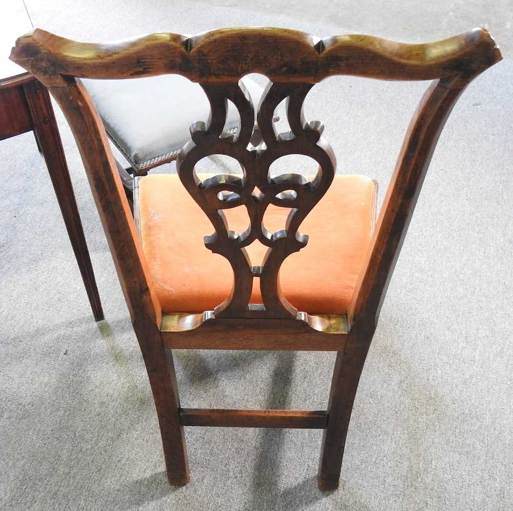 A George III fruitwood side chair, together with a 19th century side table and a Victorian stool (3) - Image 2 of 5