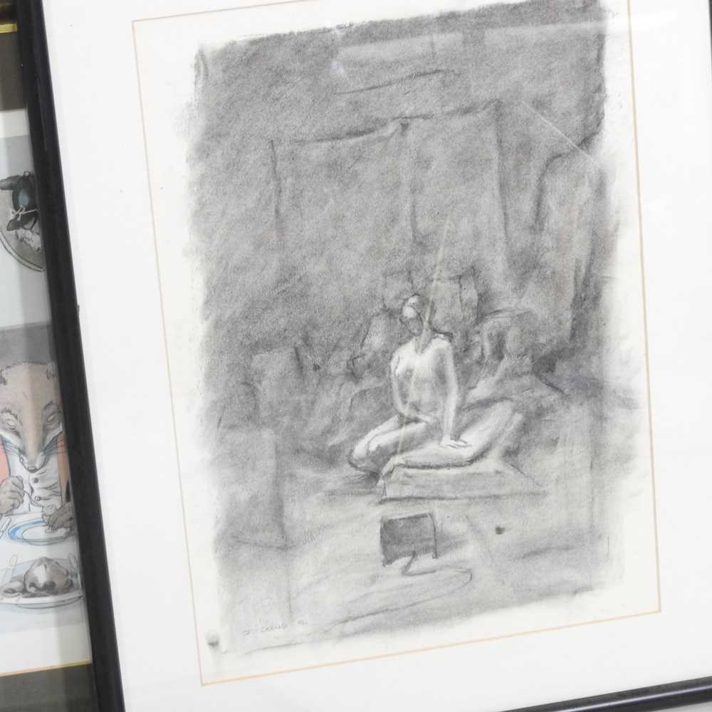J Cheng, 20th century, life study, signed and dated 96, charcoal on paper, 36 x 26cm, together - Image 4 of 9