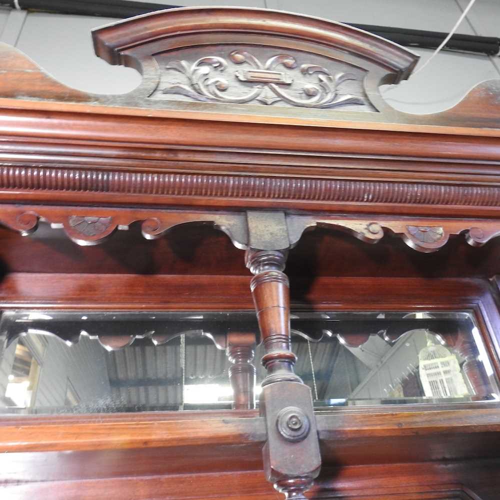 A Victorian mirror back sideboard, with carved panels, on turned feet 182w x 244h x 52d cm - Image 7 of 10