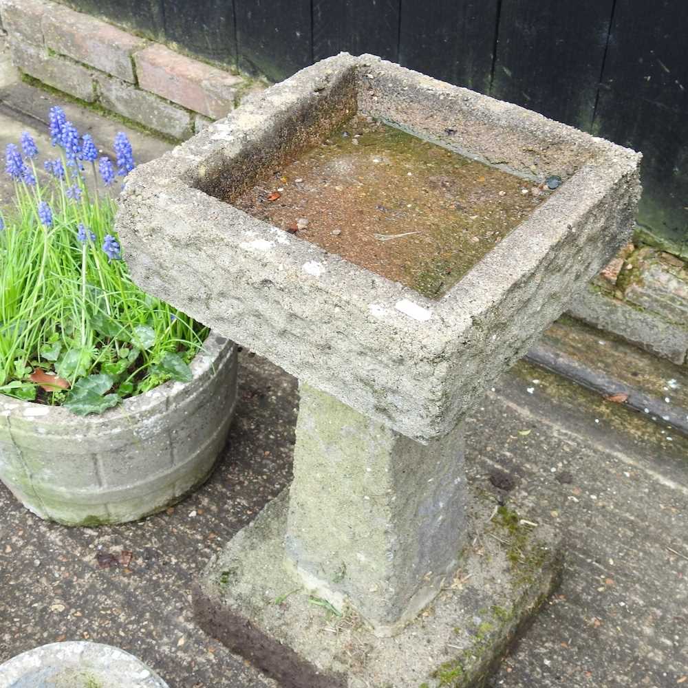 A cast stone bird bath, 65cm high, together with five various garden pots and ornaments (6) - Image 5 of 5