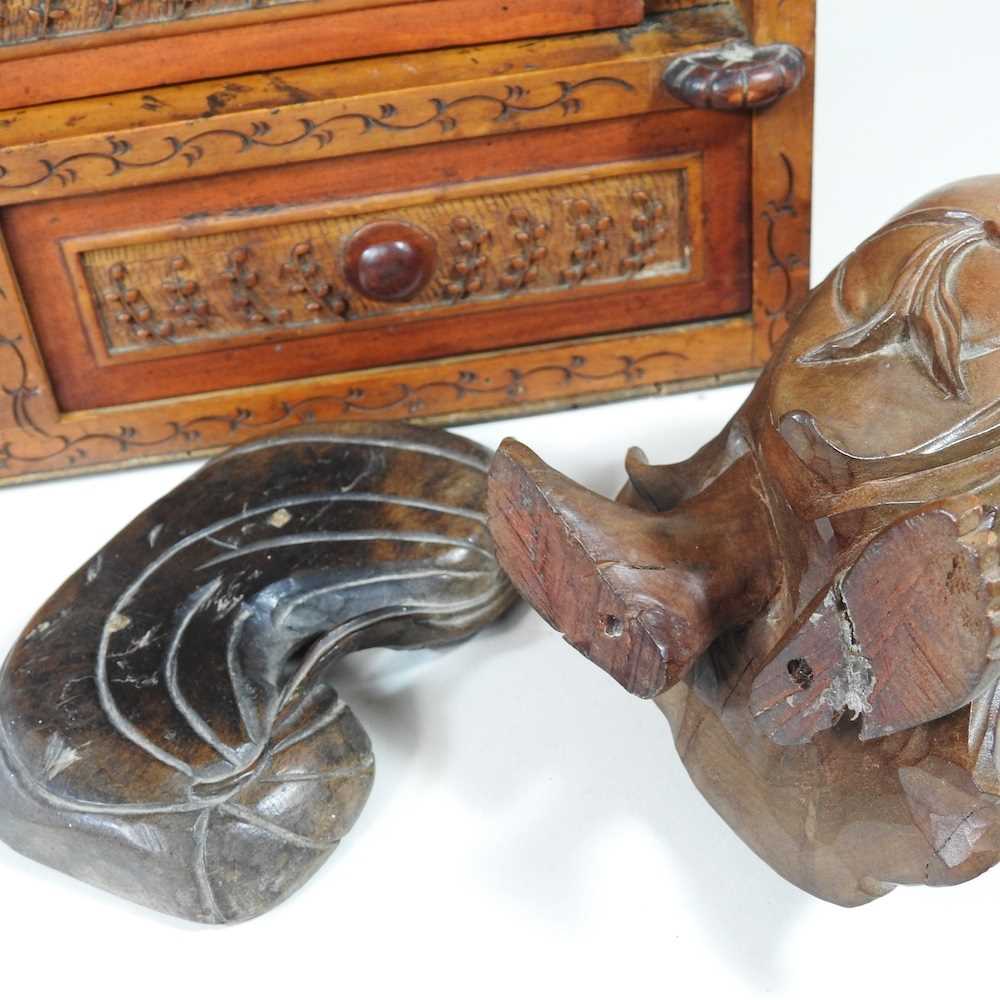 A Chinese carved collector's chest, 37cm wide, together with a pair of 18th century Chinese - Image 4 of 13