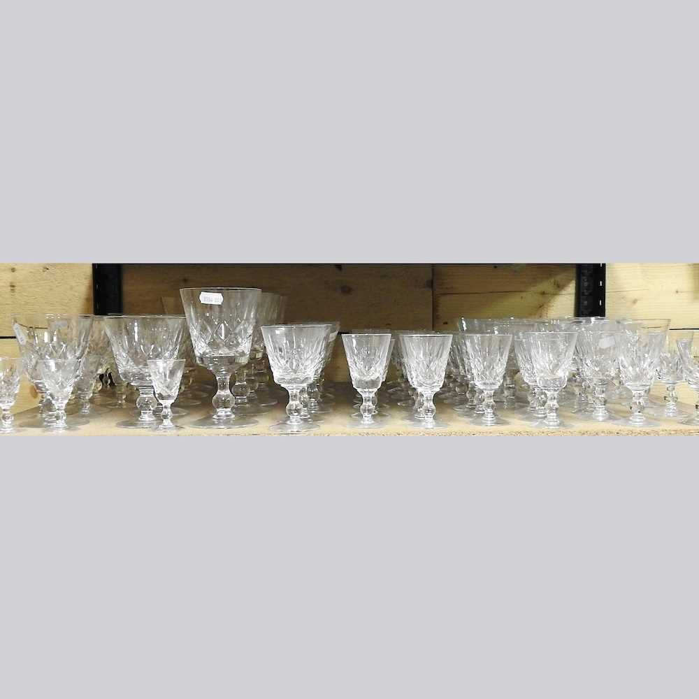 A collection of cut glass drinking glasses