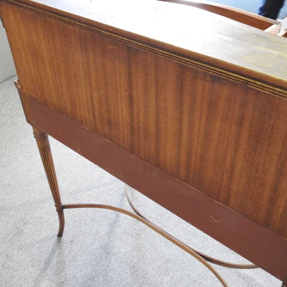 A reproduction yew wood writing desk, on splayed legs 95w x 49d x 103h cm - Image 2 of 7