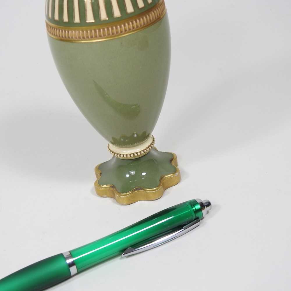 A 19th century Macintyre Taluf green glazed Faience pottery vase, circa 1890, with gilt - Image 3 of 4