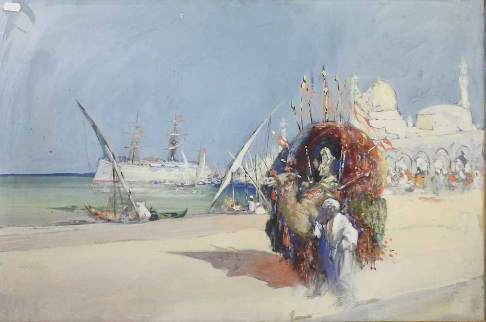 Hal Hurst, 1865-1938, arabian scene, oil on paper, 50 x 75cm - Image 3 of 8