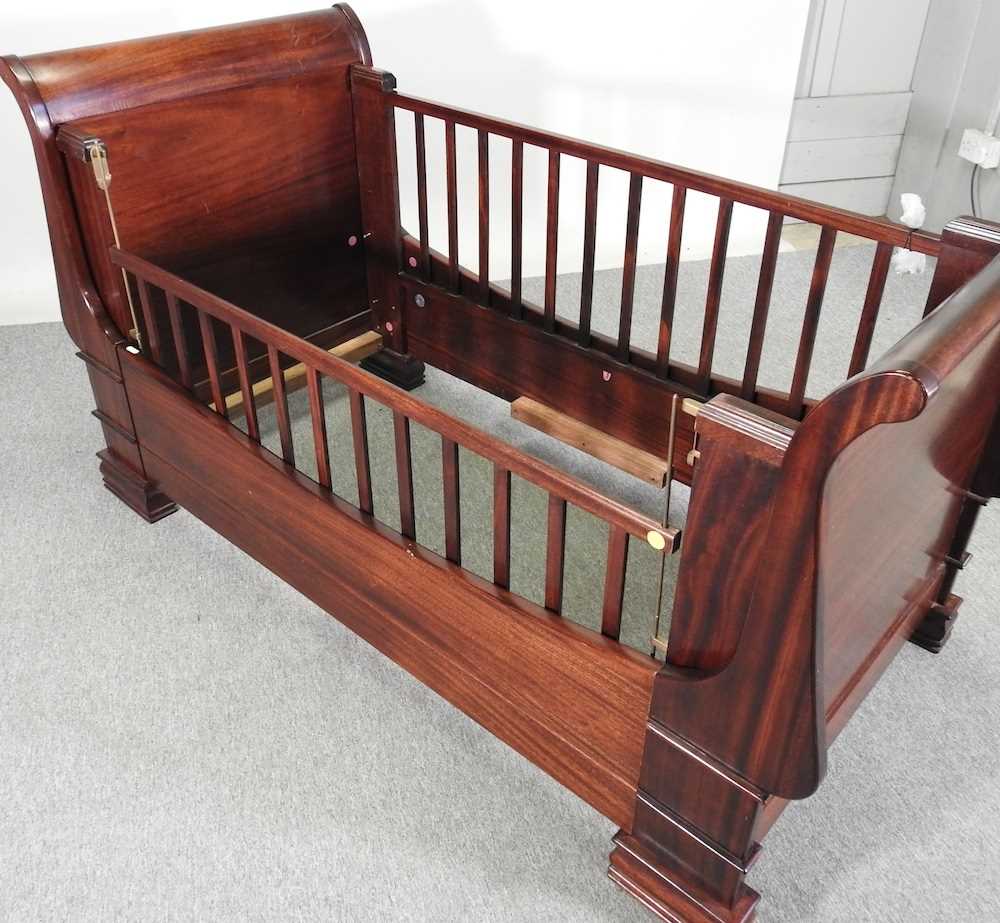 A French style cherrywood children's sleigh bed, in the style of Hans van der Merwe 170w x 81d x 96h - Image 2 of 5