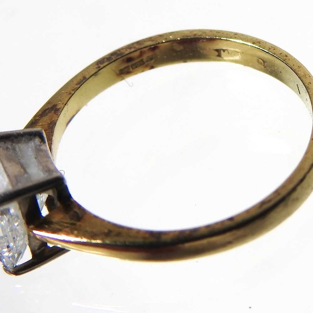 An 18 carat gold princess cut solitaire diamond ring, approximately 1.75 carats, 2.2g, size K, - Image 2 of 7