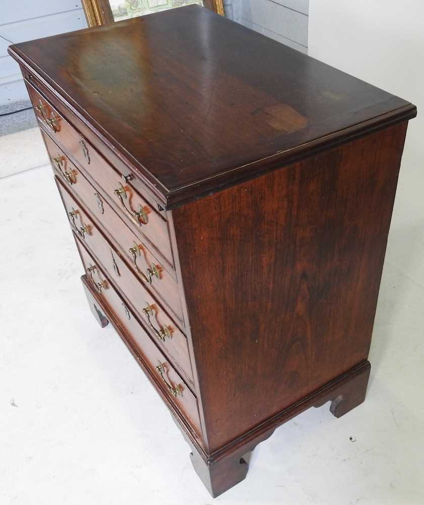 A 19th century mahogany and crossbanded bachelor's chest, with a brushing slide, on bracket feet 72w - Image 5 of 5