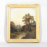 R. Smyth, 19th century, wooded river landscape with bridge, signed oil on canvas, 30 x 24cm