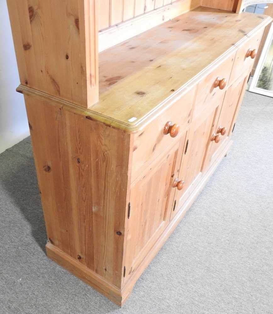 A modern pine dresser, with an arcaded back, with drawers and cupboards below 143w x 200h x 43d cm - Image 3 of 6