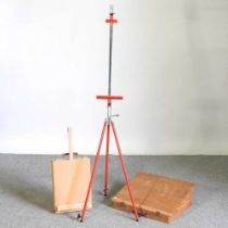 A metal easel, together with a table easel and a writing slope (3)