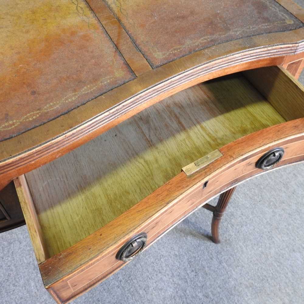 A reproduction yew wood writing desk, on splayed legs 95w x 49d x 103h cm - Image 5 of 7