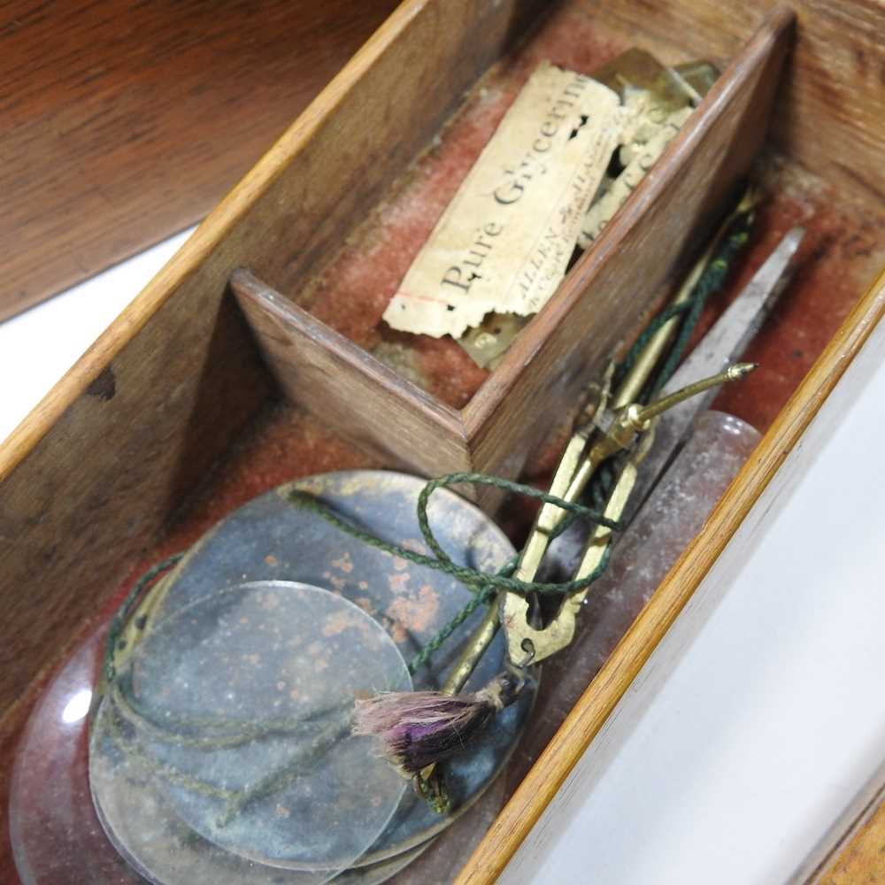 A 19th century oak cased apothecary box, the fitted interior containing labelled glass medicine - Image 11 of 13
