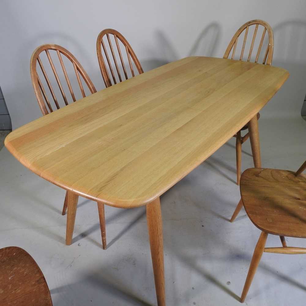 A 1970's Ercol light elm dining table, together with a set of five dining chairs (6) 151w x 77d x - Image 2 of 7