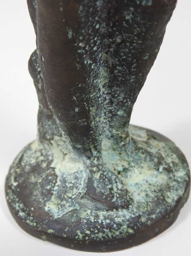 An Art Nouveau style bronze figure of a lady, with her arms raised, 21cm high - Image 7 of 7