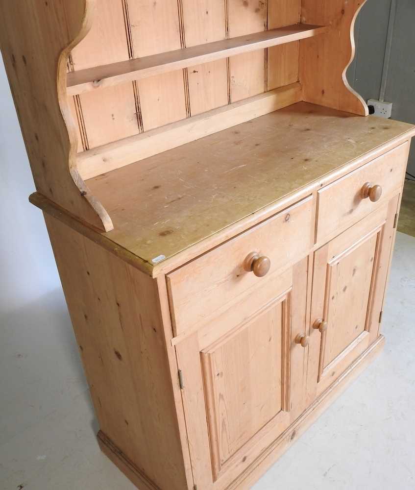 A pine side cabinet, with a glazed upper section, drawers and cupboards below 98w x 44d x 233h cm - Image 4 of 5