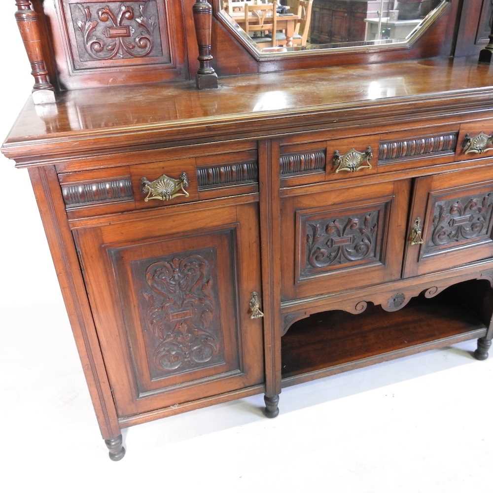 A Victorian mirror back sideboard, with carved panels, on turned feet 182w x 244h x 52d cm - Image 8 of 10