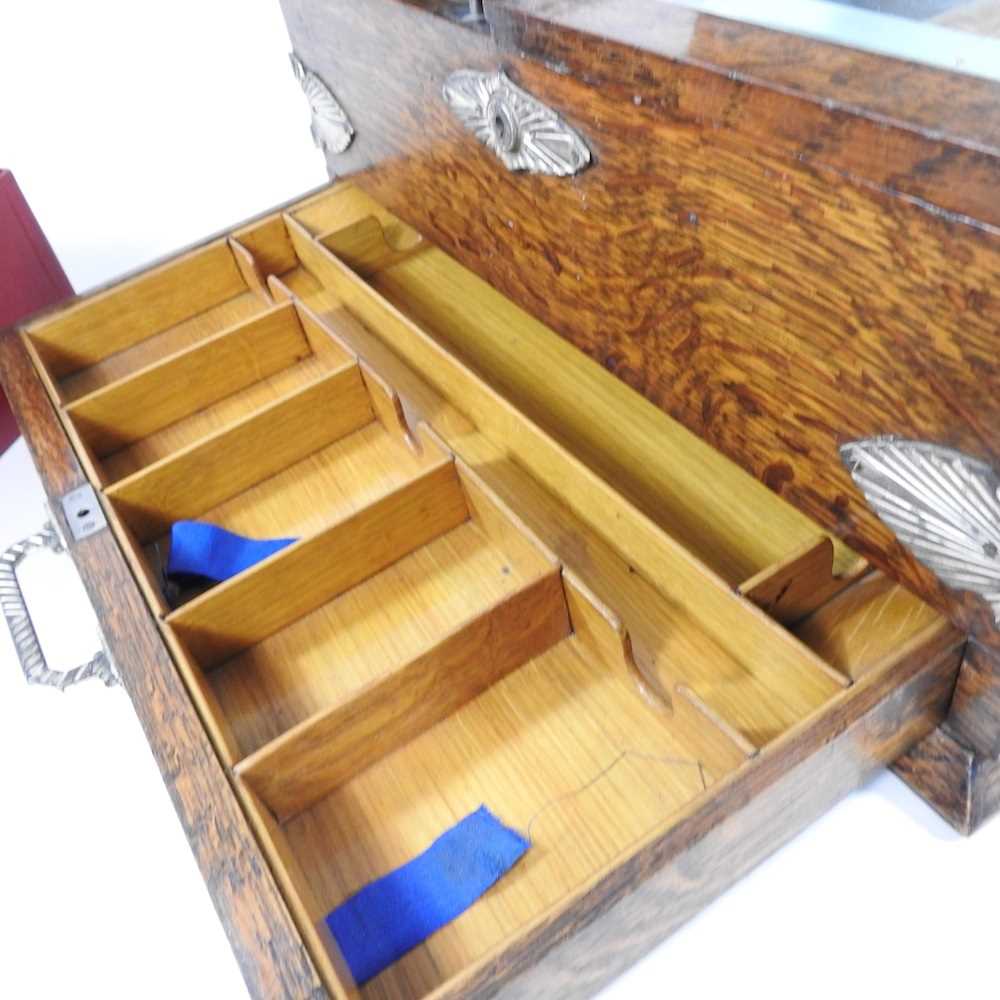 An early 20th century oak three bottle tantalus, with a drawer below, 41cm wide, together with a - Image 9 of 9