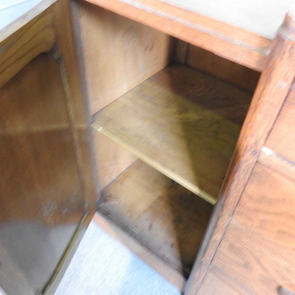 A large reproduction yew wood pedestal desk, with an inset top 152w x 90d x 77h cm - Image 3 of 10