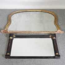 An early 20th century gilt framed over mantle mirror, together with a French parcel gilt wall mirror