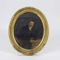 English school, 18th century, portrait of a gentleman, oil on canvas, 18 x 14cm oval