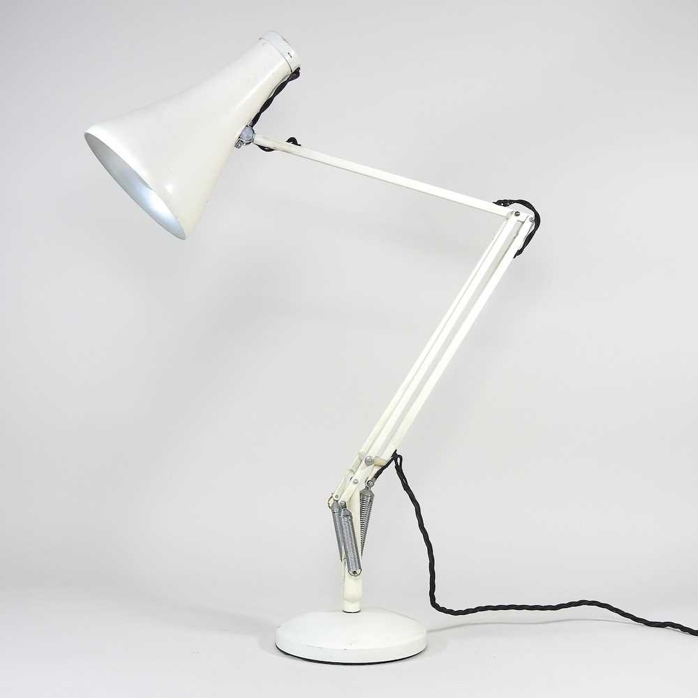 A Herbert Terry cream painted metal anglepoise table lamp