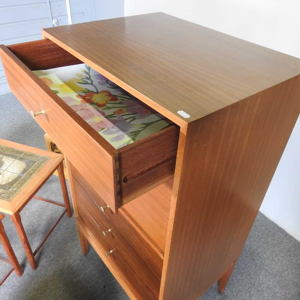 A 1970's chest, 61cm wide, together with a nest of three oak tile top occasional tables and two - Image 2 of 6