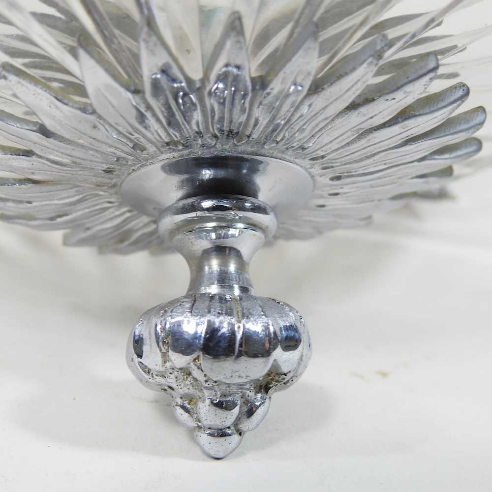 An early 20th century cut glass plaffonier, with a chrome surround, 36cm diameter - Image 2 of 5