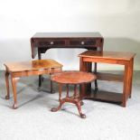A reproduction sofa table, 96cm wide, together with an occasional table and two others (4) 96w x 56d