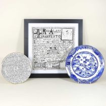 Grayson Perry, CBE, RA Hon FRIBA, 100% ART, plate, printed for the Holburne Museum, 22cm diameter,