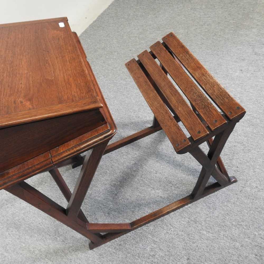 An early 20th century Welsh Methodist's wooden school desk, with a hinged writing surface 44w x - Image 5 of 6